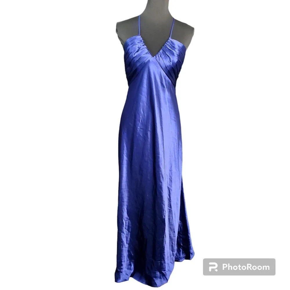 A.B.S. by Allen Schwartz Purple Satin Maxi Formal Dress
